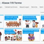 Kursübersicht des Moodle-Kurses Mathematik Klasse 7/8 Terme mit sieben Abschnitten